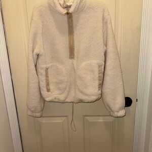 Women's Cream Sherpa Half Zip Jacket